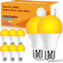 Neporal Amber Sleep Light Bulbs 1800K 8PK, 9W 60 Watt Equivalent, 99.96% Blue Blocking Soft Warm Light Bulbs A19, Amber Night Light E26 for Bedroom and Baby Nursery Light