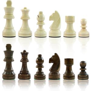 LEAP Wooden Chess Pieces Weighted 3.6 Inches King Height 32 Chessmen Great for Chess Board with 2 Extra Queens