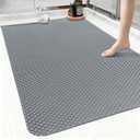 Non Slip Shower Mat: 35"x24" Extra Large Shower Mats for Inside Shower, Trimmable PVC Anti Slip Shower Stall Mats, No Odor, Quick Drying Shower Mats for Floor, Bathroom, Home, Kitchen, Hotel (Grey)