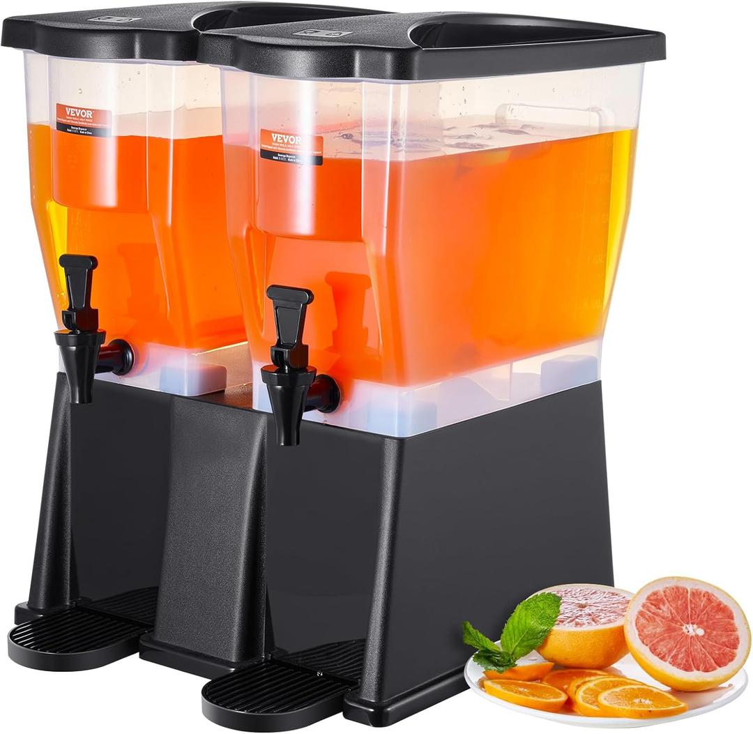 VEVOR Beverage Dispenser, 3 Gallon x 2 Drink Dispensers for Parties, Plastic Juice Dispenser with Stand Spigot Lid, Iced Tea Lemonade Juice Water Dispenser, for Restaurants, Hotels, Parties