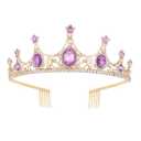 Princess Peach Costume Tiara for Women Girls, Vofler Purple Crown Wedding Bridal Hair Accessories Crystal Queen Tiara Headpiece Rhinestone Headband for Birthday Prom Quinceaneara Pageant Party