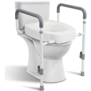 Toilet Seat Risers for Seniors - Raised Toilet Seat with Handles Over Toilet - Elevated Toilet Seat for Handicap & Elderly, Adds 3.5 Inches Height, Assists Standing & Sitting