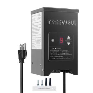 150W Low Voltage Landscape Transformer, Outdoor Landscape Lighting Transformer with Photocell Sensor & Timer, 120V AC to 12V/15V AC, Stainless Steel Waterproof Transformer, Black, ETL Listed