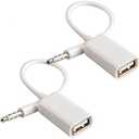 AUX to USB Adapter, 3.5mm Male Audio Jack to USB 2.0 Female Converter Cable, 2-Pack – Only for Car AUX-in with MP3 Decoder, Not for Headphones, Speakers, Computers, or MP3 Players