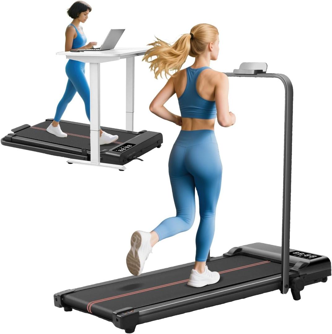 Walking Pad Treadmill with 12% Incline and Handle Bar, 3.0HP Folding Foldable Treadmills for home small, Portable Small Treadmill with Handles, Small Treadmills with Incline and Remote, 320LB Capacity (black)