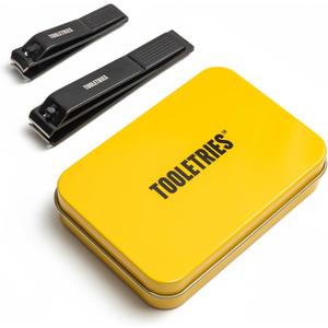 TOOLETRIES Nail Clipper Set - Stainless Steel Fingernail & Toenail Clippers for Men with Tin Case, Sharp Blades for Precision Trimming, Ergonomic Design, Durable