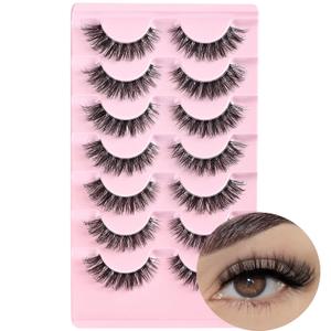 FARRED Cat Eye Lashes Natural Eyelashes Short Wispy Lash Strips Volume Cateye False Eyelash Medium Length Fake Lashes Natural Looking Hybrid Clusters Full Demi Wispies Strip Pestañas (A1 | 8-14MM)
