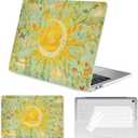 Seorsok Compatible with MacBook Air 13 Inch Case 2022 2021 2020-2018 Release A1932 A2179 M1 A2337,Colorful Retro Oil Painting Printed Flower&Sun Plastic Hard Case& Keyboard Cover,Vintage Green, Air13A1932 A2179 M1 A2337