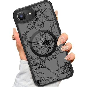 SEXYMOM Magnetic for iPhone 16e Case - Wireless Charging Compatible,Military Drop Tested Cover,Cute Floral Design for Women and Girls,Slim Fit Translucent Matte Phone Case - Blooming Flower