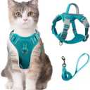 Cat Harness and Leash Set Escape Proof for Kitten Walking, Soft Adjustable Top Handle Vest Harnesses for Cats, Easy Control Breathable Reflective Small Medium Large, Blue Orange, S