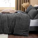 Fluffy Twin Comforter Set - Furry Grey Leaves Pattern Faux Fur Bed Set, Winter Ultra Soft Fuzzy Comfort Set, Velvet Bedding Set for Bed with 1 Pillow case (Twin(68"x88"))