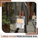 Qilery 100 Pcs 20"x24" Extra Large Clear Plastic Shopping Merchandise Bags Bulk with Handles 2 Mil Thick Glossy Retail Packaging Heavy Duty Bags for Small Business, Clothing Stores, Gift Wrapping