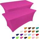IVAPUPU 2 Pack 6FT Table Cloth for Rectangular Fitted Events Stretch Fuchsia Table Covers Washable Cover Spandex Tablecloth Protector for Party, Wedding, Cocktail, Banquet, Festival