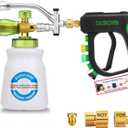 DUSICHIN Pressure Washer Foam Cannon Dual Connector Shift Valve, Car Wash Foam Cannon Kit 1/4 Inch Quick Connector 5 Pressure Washer Nozzle Tips Build-in Design Work with A Pressure Washer DUS2703