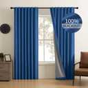 CUCRAF Linen 100% Blackout Curtains 90 Inch Length 2 Panels Set, Back Tab and Rod Pocket Curtain for Living Room Bedroom, Room Darkening Window Drapes Thermal Insulated, (52x90 inch, Navy Blue)