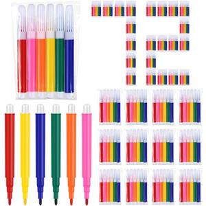 Watersay 72 Pcs Mini Markers Bulk Colored Pen 3.4 Inch Vibrant Colors Portable Short Colored Markers Assorted Multicolor Watercolor Marker Pen for Adult Office Supplies (6 Colors)