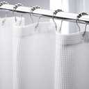 AmazerBath Waffle Shower Curtain White, Stall Shower Curtain 48 x 72 Inches, Fabric Curtain Heavy Duty 240GSM, Hotel Quality Bathroom Curtains