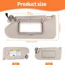 Sun Visor Pair Compatible with 2013-2018 Nissan Altima (Driver & Passenger Side), Sunvisor Replacement with Clips & Manual - (Color Beige)