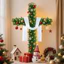 76 Inch Cross Christmas Tree with 2 Lights Strings and Garland