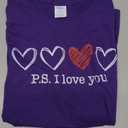 PS I Love You Day Valentine's Day Purple Heart Women Men Kid T-Shirt XL Ladies