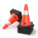 RoadHero 8 Pack Traffic Safety Cones 18 Inch, PVC Cone with Black Weighted Base, Orange Cones with Reflective Collar, Cones for Parking Lot, Construction Events, Road Safety