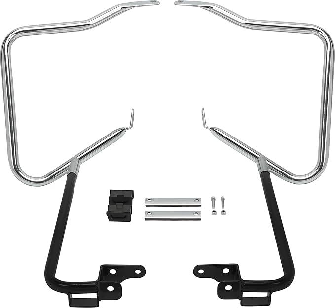 ECOTRIC Saddlebag Bracket Guard Bars Compatible with 2014-2024 Harley Davidson Touring Street Road Glide FLH Saddle Bags Guard Support Bar Mount Chrome & Black