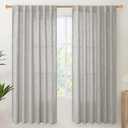 YoungsTex Dark Grey Linen Semi Sheer Curtains 2 Panels for Living Room, Light Filtering Window Treatments Textured Privacy with Back Tab Rod Pocket for Bedroom, 52 X 72 Inch