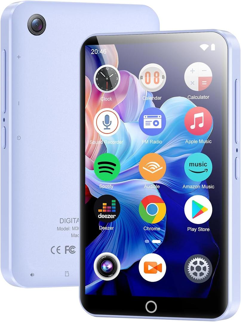 80GB mp3 Player with Bluetooth and WiFi, 4.02" Touchscreen MP3 Player with Camera, Android MP3 MP4 Player for Kids with Spotify, Deezer, Amazon Music, Audible, Support up to 1TB