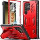 FNTCASE for Samsung Galaxy S23-Ultra Case: Military Grade Drop Proof Protection Mobile Cover with Kickstand | Matte Textured Rugged Shockproof TPU | Protective Sturdy Phone Case - Red