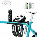 Bike Wall Mount - Heavy Duty Horizontal Indoor Bike Storage Garage Rack | with Holds a Helmet and Shoes Hanger, Space Saving Wall Bicycle Mount for Road, Mountain & Hybrid Bikes, Max 66 lbs