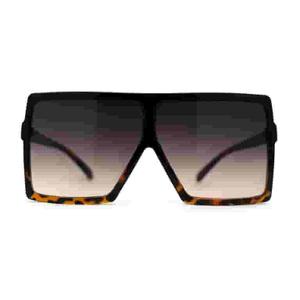 Flat Top Mobster Square Rectangle Oversize Plastic Sunglasses Black Tortoise Smoke