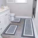 Pauwer Bathroom Rugs Set 3 Piece Non Slip Washable, Plush Absorbent Microfiber Bath Mat Shower Rug Runner Quick Dry, Super Soft U Shaped Toilet Mats Floor Carpet, Dark Grey, 18"x26"+18"x48"+u Shape 20"x24"