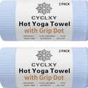 2 Pack Hot Yoga Towel with Grip DotStickyfiber Yoga Mat Towels Non Slip for Hot Yoga,Absorbent Microfiber Sweat Anti-Slip Cover,Bikram,Pilates,Exercise,Fitness (Blue)