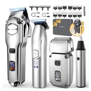 Jack & Rose Hair Clippers for Men Set Professional, Cordless Men Hair Trimmer, Electric Shavers, Barber kit, 4 in 1,LED Display, for Nose, Body, Bald Head