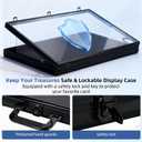 Portable Card Show Display Case 34"x22", Aluminum Trade Show Display Case with Acrylic Side & Handle & Support Rod, Large Lockable Tabletop Showcase for Baseball Sports Graded Cards