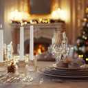 Double Sided Vintage Ribbed Taper Glass Candle Holders,Tea Candle Holder for Table Centerpieces, Wedding Decorations and Dinner Parties (Gold, 6PCS)