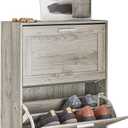 SoBuy Shoe Storage Cabinet Entryway, Slim Shoe Rack Freestanding, Narrow Shoe Organizer 2 Flip-Drawers Shoe Cupboard for Mudroom Front Door Entrance Hallway Bedroom, FSR137-HG (Grey)