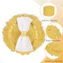 Teruntrue 50 Pcs Gold Charger Plates Bulk 13 Inch Plastic Charger Plates for Dinner Plate, Gold Chargers for Table Setting, Reef Design Plate Floral Decorative Round Chargers for Wedding Party, Event
