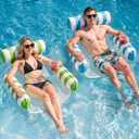 2 Pack Pool Floats for Adults, 4-in-1 Inflatable Pool Hammock Float with Cooling Mesh Seat, Portable Water Hammock Floating Chair Lounge for Pool, Beach, Lake, Hot Tub & Summer Pool Party