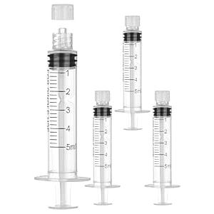 5mL Sterile Luer Lock Syringe Without Needle, Individually Wrapped, Leak-Proof Safety Lock Design for Lab Use and Home Care(50 Pack)