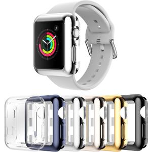 Rc-Z Case for Apple Watch Series 3/2/1 42mm, [6-Pack] Soft TPU Screen Protector Ultra-Thin Full Face Cover Replacement Bumper Accessories for iPhone Watch iWatch Series 3/2/1 42mm (Black/Navy Blue/Silver/Starlight/Gold/Clear)
