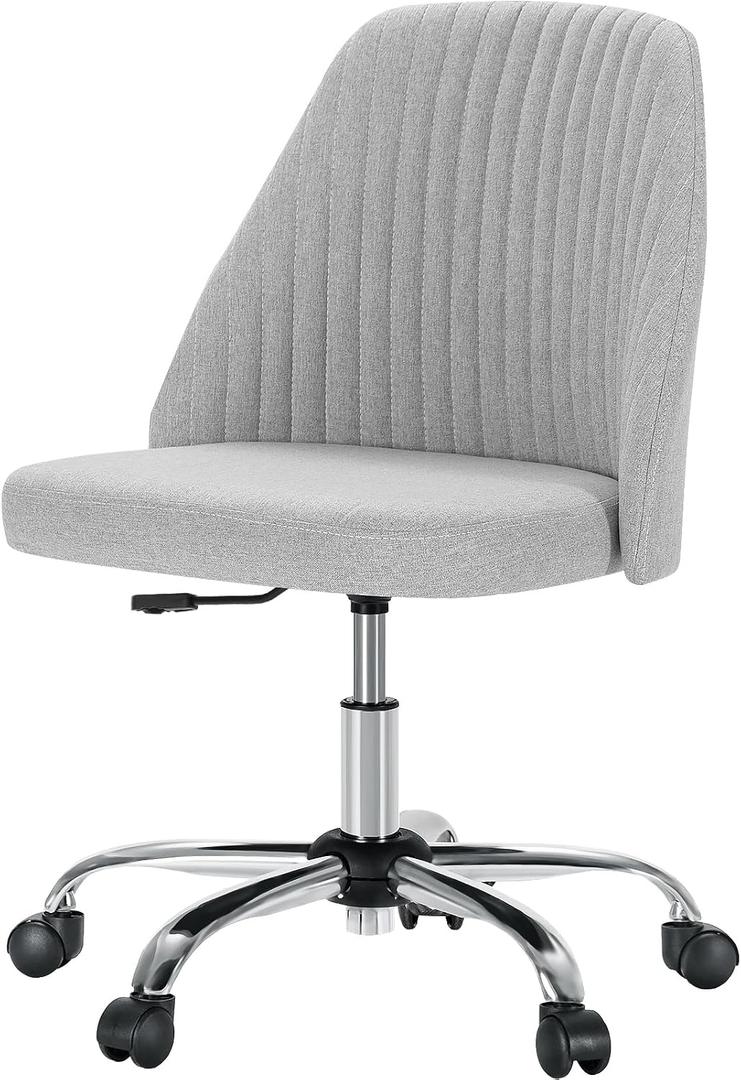 Yapamar Modern Fabric Armless Adjustable Swivel Office Desk Chairs with Wheels - Grey