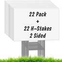 22Pcs Blank Yard Signs with Stakes, IKAYAS 17X12inch White Garden Yard Signs Yard Sale Signs Corrugated Plastic Signs for Party Decorations,Garage Sale, Guidepost, Open House