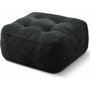 11" Thick Washable Floor Pillow for Adults, Yoga & Meditation Cushion with Handle, Square Large Pillows Seating with Removable Tufted Corduroy Cover for Tatami Living Room Board Games, Dark Gray