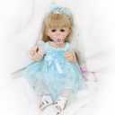 Realistic Baby Doll, 22 Inch Lifelike Reborn Baby Dolls Silicone Full Body with Princess Dress, Long Hair Weighted Toddler Doll Toy Birthday Gift Set for Over 3 Years Old