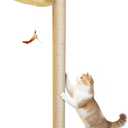 Cat Window Perch Hammock with 3-Piece Detachable Sisal Scratching Posts, White Fluffy Cusion, Drill-Free Suction Cup Mount, Multi-Level Climbing Perch for Bird Watching, 45 LBS Capacity