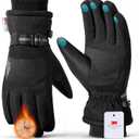 rivmount Winter Waterproof Ski Snow Warm Gloves for Women Men, Windproof Cold Weather Thermal with Touchscreen Fingers, for Running Driving Cycling Hiking Biking Outdoor Sports Daily Work (Large, Pirate Black)