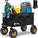 Heavy Duty Beach Wagon with 9" Big Sand-Proof Wheels 440lb Capacity, Sekey 200L Oversized Foldable Cart | Adjustable Handle & All-Terrain Tires for Sand, Camping, Groceries, Black