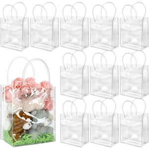 BadenBach 24 PCS Small Clear Gift Bags with Handle, 5.1" x 5.9" x 2.8", Tiny Plastic Clear Gift Bag Clear Goodie Bag Clear Party Favor Bag for Boutique Wedding Baby Shower Birthday Party Valentine's Day