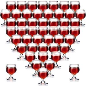 Meanplan Cute Shot Glasses Mini Snifters Cognac 1.7 oz Cups Brandy Snifter Mini Wine Snifters Glass Dinnerware Set for Whiskey Juice Vodka Sherry Champagne Brandy Wine Party Supplies(48 Pieces) 